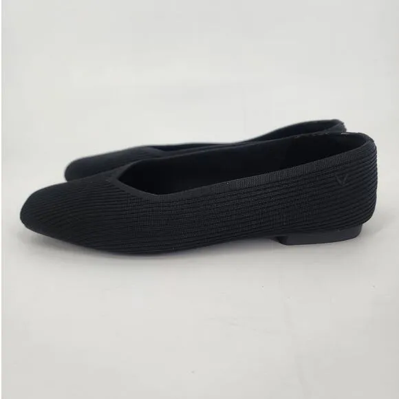 Vivaia Black Knit Square Toe Flats Women’s Size 9 / EU 40 (run big)