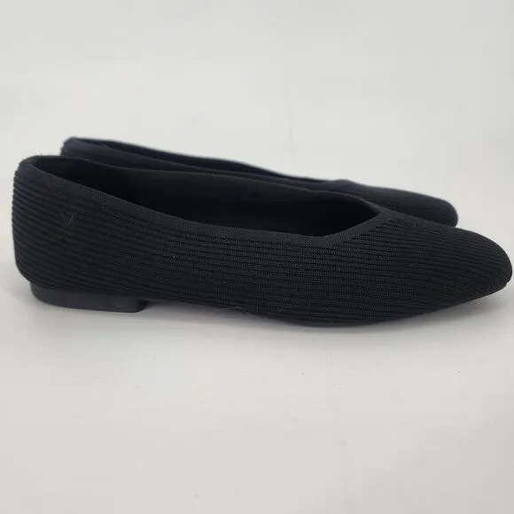 Vivaia Black Knit Square Toe Flats Women’s Size 9 / EU 40 (run big)