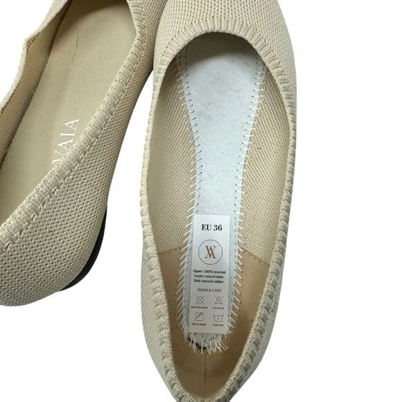 Vivaia Cream Pointed Toe Flats Career Business Office Capsole Womens 36 US 5.5-6