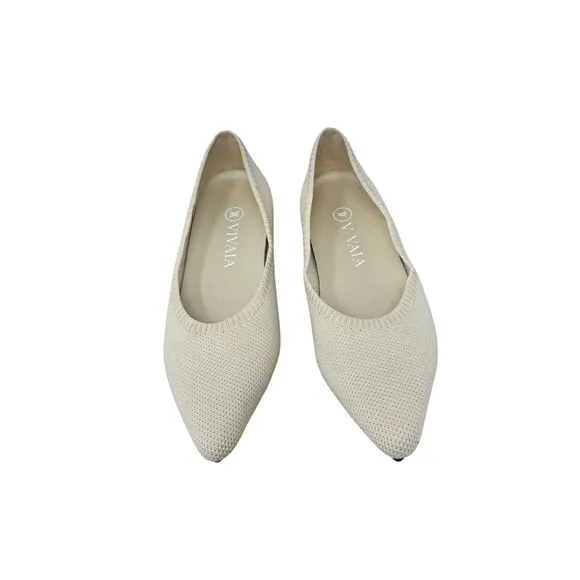 Vivaia Cream Pointed Toe Flats Career Business Office Capsole Womens 36 US 5.5-6