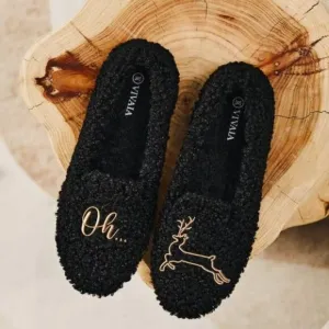 Vivaia Loafers Round Toe Recycled Faux Fur Size 41 US sz 9.5 Cozy Cute