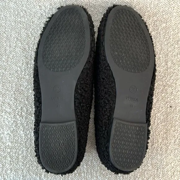 Vivaia Loafers Round Toe Recycled Faux Fur Size 41 US sz 9.5 Cozy Cute
