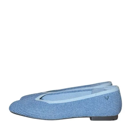 VIVAIA Margot 2.0 Denim Blue Square-Toe V-Cut‎ Flats Size 39/8