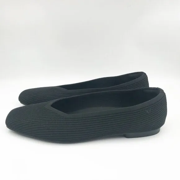 VIVAIA Margot 2.0 Square Toe Black Stretch Knit Ballet Flats Womens 9