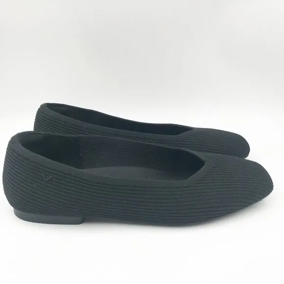 VIVAIA Margot 2.0 Square Toe Black Stretch Knit Ballet Flats Womens 9