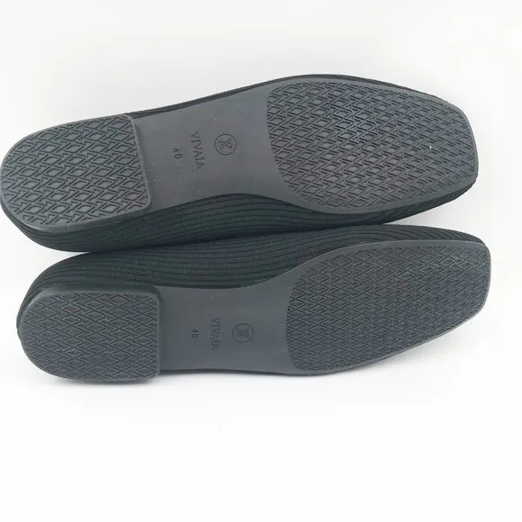 VIVAIA Margot 2.0 Square Toe Black Stretch Knit Ballet Flats Womens 9
