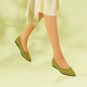 VIVAIA- Pointed-Toe Ballet Flats Aria 5° Olive Green Washable Career Comfortable