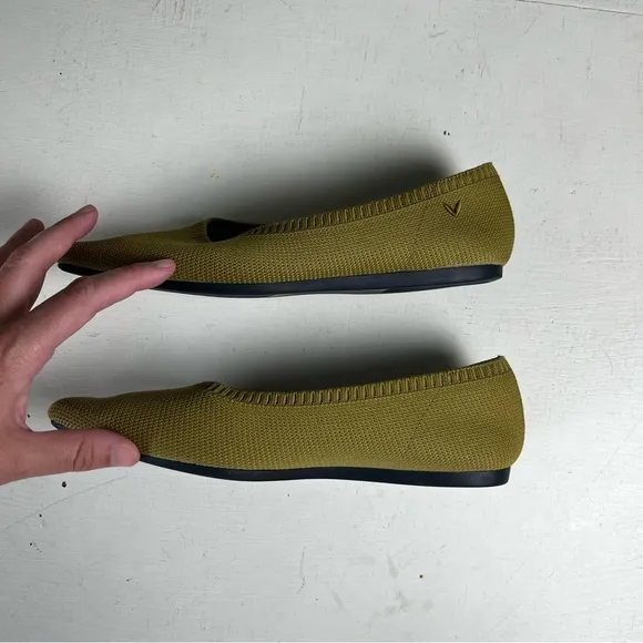 VIVAIA- Pointed-Toe Ballet Flats Aria 5° Olive Green Washable Career Comfortable