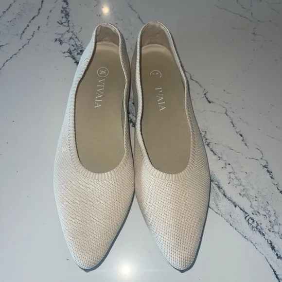 VIVAIA Pointed-Toe Ballet Flats Aria 5° shflatse2112070002 Cream Ivory Sz 42 12