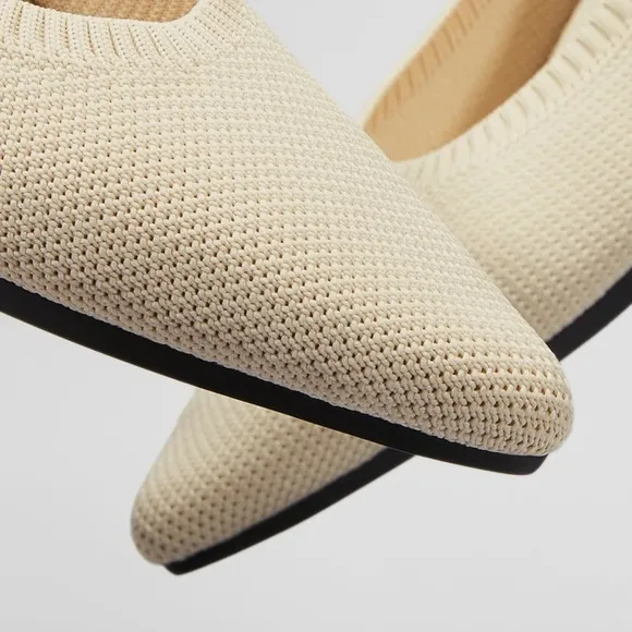 VIVAIA Pointed-Toe Ballet Flats Aria 5° shflatse2112070002 Cream Ivory Sz 42 12