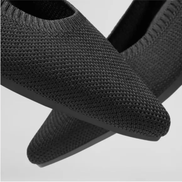Vivaia Pointed Toe Ballet Flats Black Knit Washable Size EU 39 / US 8