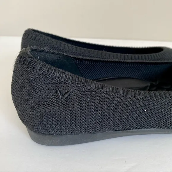 Vivaia Pointed Toe Ballet Flats Black Knit Washable Size EU 39 / US 8