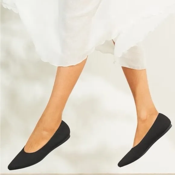 Vivaia Pointed Toe Ballet Flats Black Knit Washable Size EU 39 / US 8