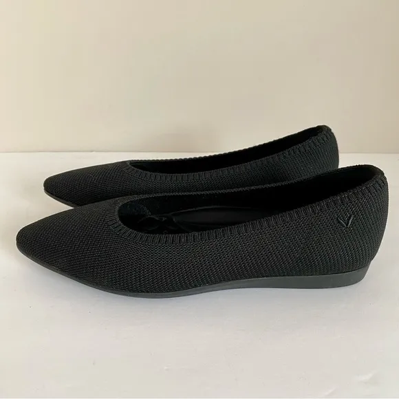 Vivaia Pointed Toe Ballet Flats Black Knit Washable Size EU 39 / US 8