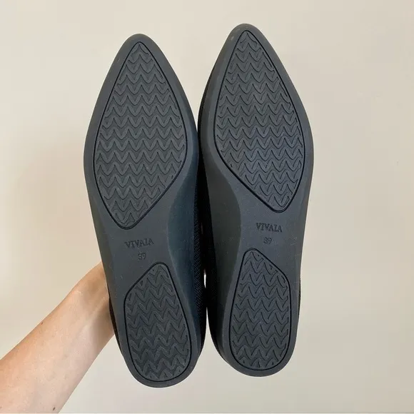 Vivaia Pointed Toe Ballet Flats Black Knit Washable Size EU 39 / US 8