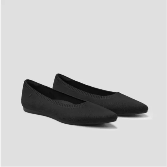 Vivaia Pointed Toe Ballet Flats Black Knit Washable Size EU 39 / US 8