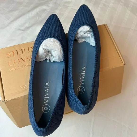 VIVAIA Pointed-Toe Blue Ballet Flats SIZE EUR 38.5‎ US 7.5