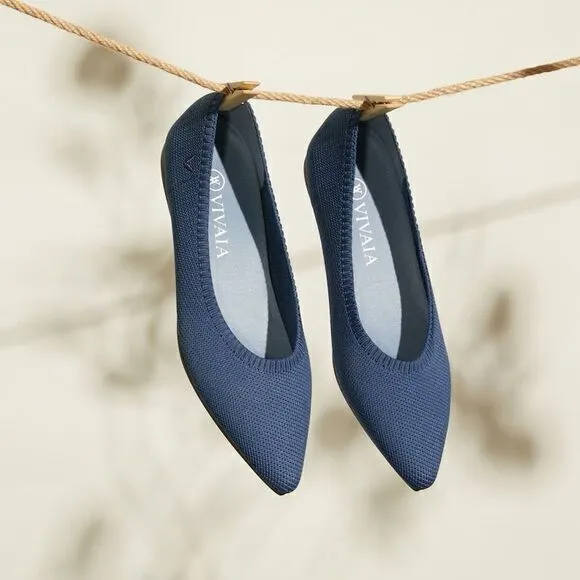 VIVAIA Pointed-Toe Blue Ballet Flats SIZE EUR 38.5‎ US 7.5