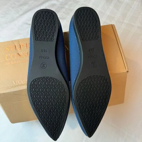 VIVAIA Pointed-Toe Blue Ballet Flats SIZE EUR 38.5‎ US 7.5