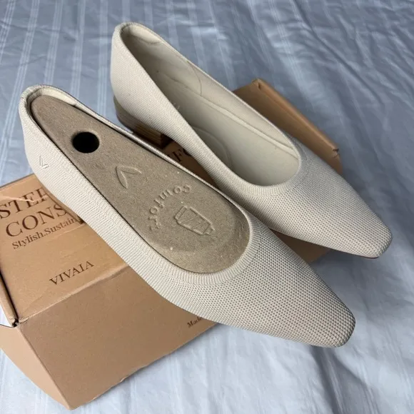 Vivaia Pointed-Toe Knit Flats Comfortable Everyday Shoes Size 8.5 EUR 39.5