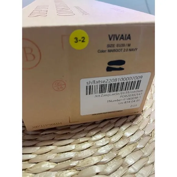 VIVAIA Square-Toe V-Cut Flats (Margot 2.0) navy EU39M US8‎