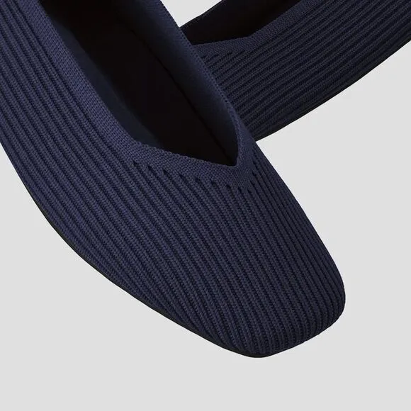 VIVAIA Square-Toe V-Cut Flats (Margot 2.0) navy EU39M US8‎