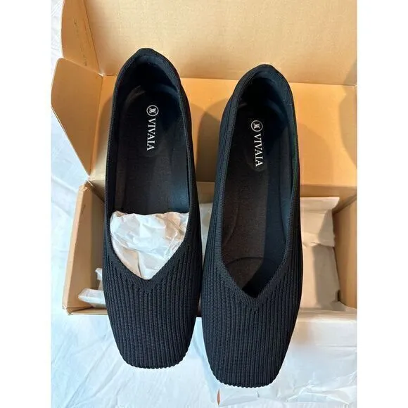 VIVAIA‎ Square-Toe V-Cut Flats (Margot 2.0) Size EUR 38 US 7-7.5