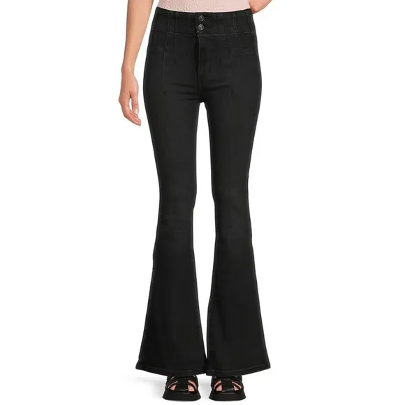 We the free, flare high rise jeans, Black, Onyx,Stretch denim, flared, Size 29