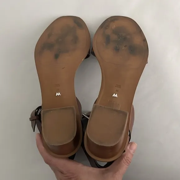 Whistles London Brown Leather Block Heels Ankle Strap Sandals Size 38 US 8