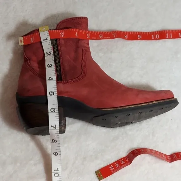Wolky Alpine Red Distressed‎ Leather Double Zip Square Toe Ankle Boots