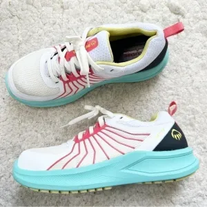 Wolverine White, Coral, Black, Light Teal Lace Up Bolt Durashocks Sneakers