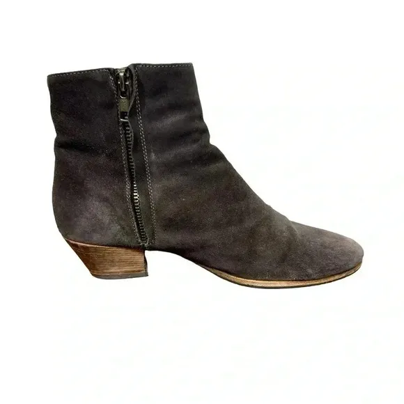 Woman by Common Projects Suede Zipper Ankle Boots in Charcoal Sz:39