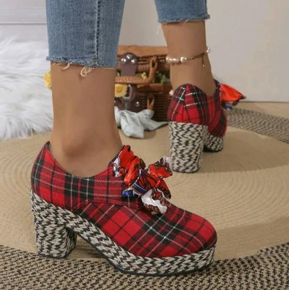 Women High Heel Platform Dance Shoes Fashion Lace-Up Increased Height