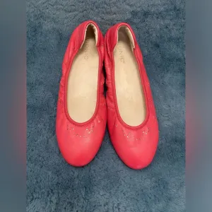 Womens EUC Vionic Geneva Leather Pink Ballet Flats With Cutout Design Size 10