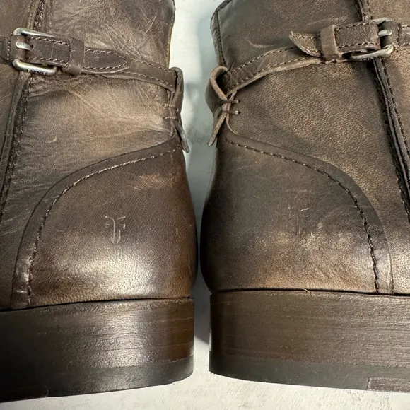 Women's Frye Melissa Short Seam Leather Ankle Boots Size 7 Slate