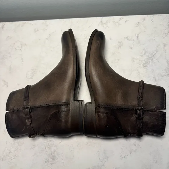 Women's Frye Melissa Short Seam Leather Ankle Boots Size 7 Slate
