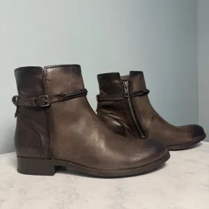 Women's Frye Melissa Short Seam Leather Ankle Boots Size 7 Slate