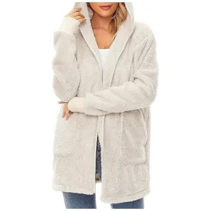 Women's Fuzzy Hoodies Sport Pullover Hoodie Z Cardigan Apricot