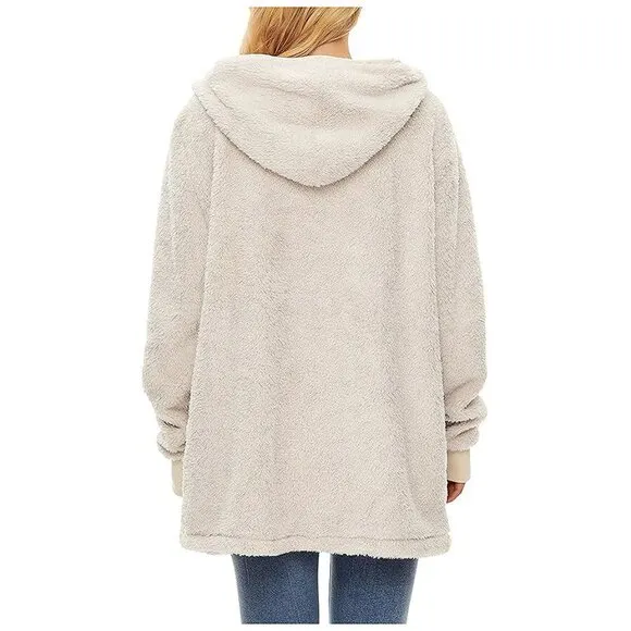 Women's Fuzzy Hoodies Sport Pullover Hoodie Z Cardigan Apricot