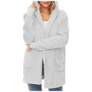 Women's Fuzzy Hoodies Sport Pullover Hoodie Z Cardigan Light Grey