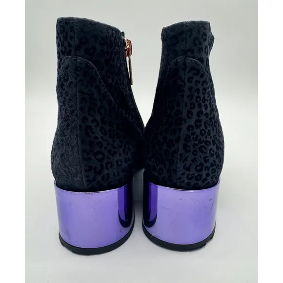 Women's Ivy Kirzhner Black Leopard Print Ankle Boots