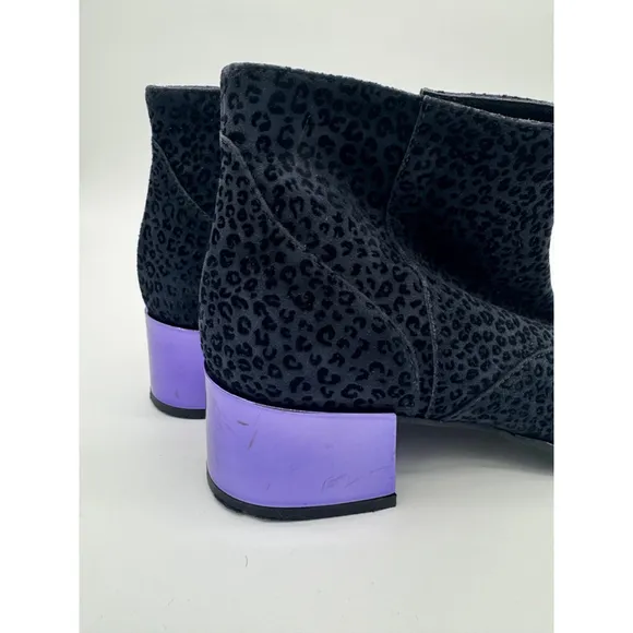 Women's Ivy Kirzhner Black Leopard Print Ankle Boots