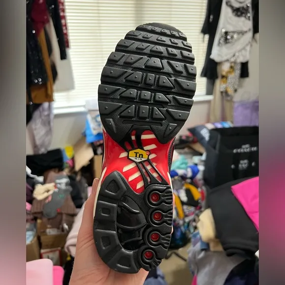 Women’s Nike Air Max Plus Premium Black Red Leopard Sneakers (No Box)