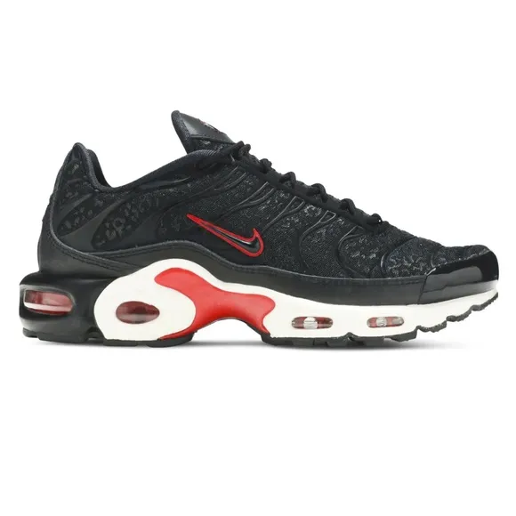 Women’s Nike Air Max Plus Premium Black Red Leopard Sneakers (No Box)