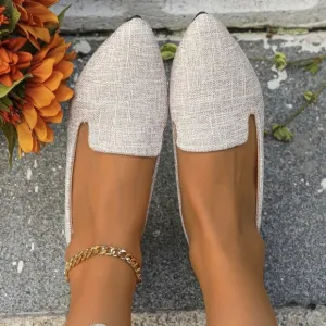 Women's Pointed Toe Flat Shoes, Spring/Summer/Autumn, Fashionable Light Pink Fab