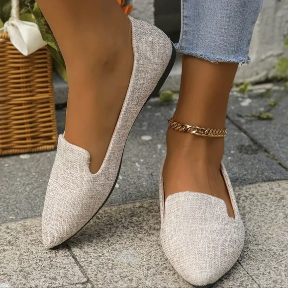 Women's Pointed Toe Flat Shoes, Spring/Summer/Autumn, Fashionable Light Pink Fab