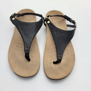 Women's Vionic Kirra Black Leather Upper Thong Buckle Sandals Size 9