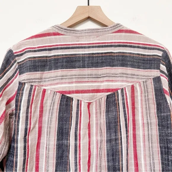 XiRENA Emersyn Striped Long Sleeve Tie Dress Multi Color Neutral Boho Size L