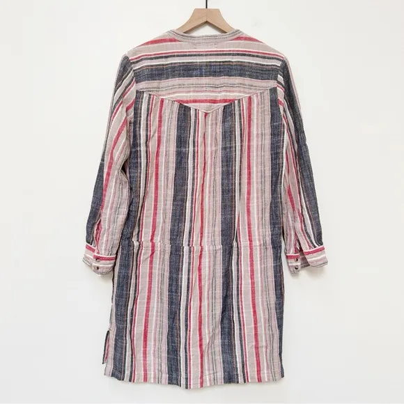 XiRENA Emersyn Striped Long Sleeve Tie Dress Multi Color Neutral Boho Size L