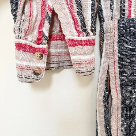 XiRENA Emersyn Striped Long Sleeve Tie Dress Multi Color Neutral Boho Size L